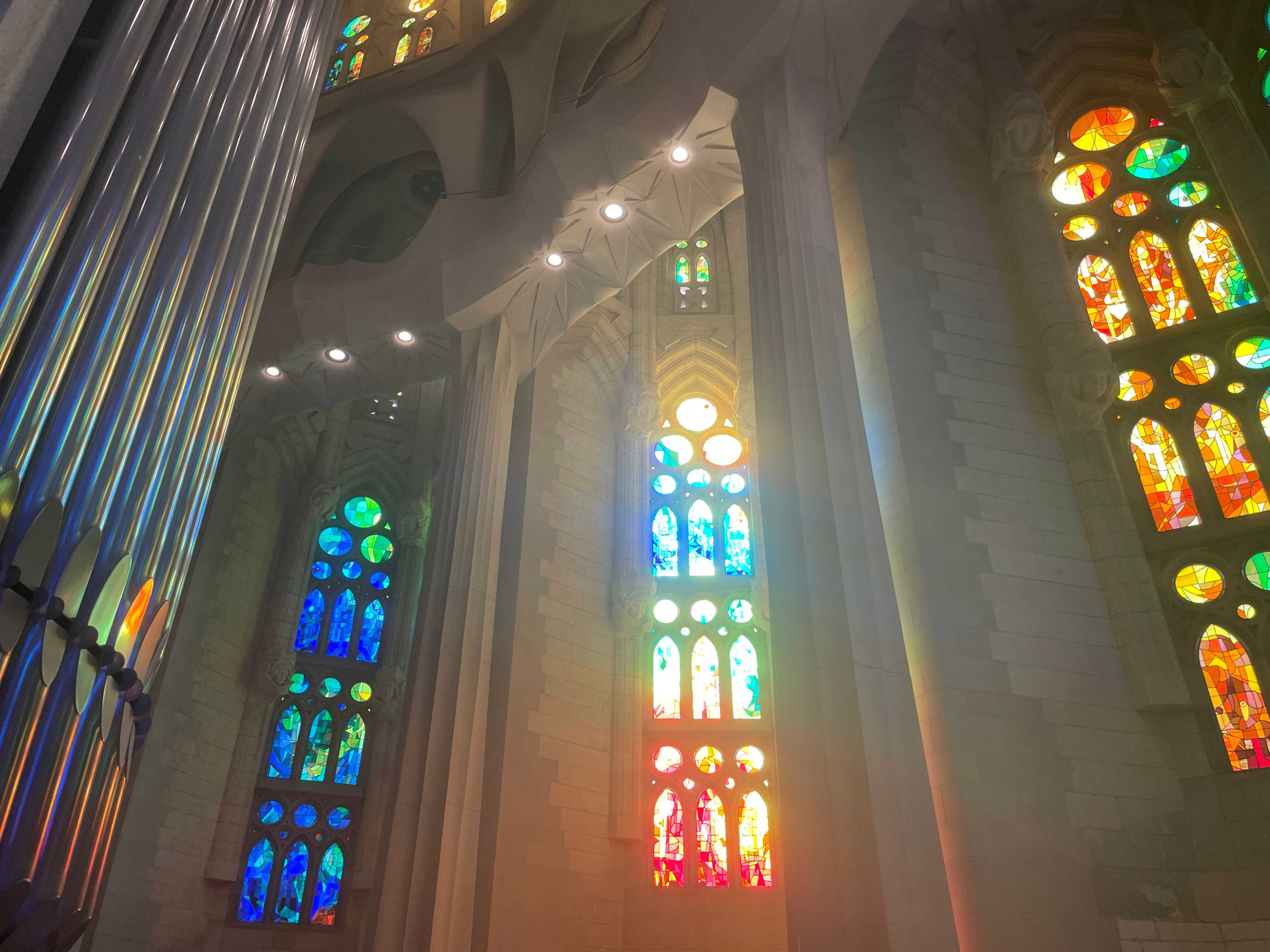 Stained glass windows and pipe organ, La Sagrada Familia, Barcelona